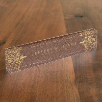 Cadre de dentelle en cuir Brown or