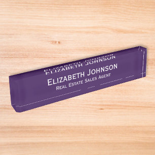 Porte-nom Pour Bureau Cadre dirigeant d'entreprise Moderne Violet Foncé