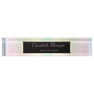 Porte-nom Pour Bureau Cadre holographique iridescent élégant et stylé