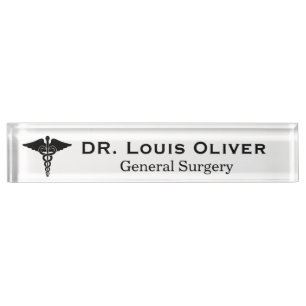 Porte-nom Pour Bureau Caducée médical personnalisé Médecin MD Docteur