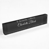 Porte-nom Pour Bureau Caligraphie classique Noir Blanc Professionnel