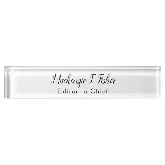 Porte-nom Pour Bureau Calligraphie classique Élégante Plaque blanche sim (Devant)