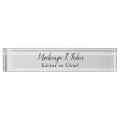 Porte-nom Pour Bureau Calligraphie classique Élégante Plaque Gris simple (Devant)