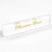 Porte-nom Pour Bureau Calligraphie Élégant Or Blanc Simple Nom