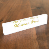 Porte-nom Pour Bureau Calligraphie Élégant Or Blanc Simple Nom (Taille)