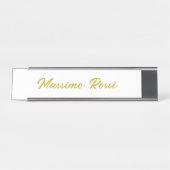 Porte-nom Pour Bureau Calligraphie Élégant Or Blanc Simple Nom (Devant)