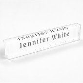 Porte-nom Pour Bureau Calligraphie Elégant Retro Grey Nom blanc