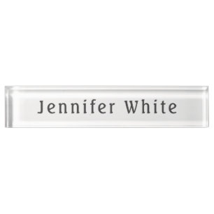 Porte-nom Pour Bureau Calligraphie Elégant Retro Grey Nom blanc