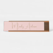 Porte-nom Pour Bureau Calligraphie Élégant Rose Or Plaine Nom simple (Devant)
