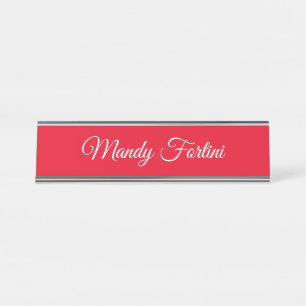 Porte-nom Pour Bureau Calligraphie minimaliste élégante de la plaine rou