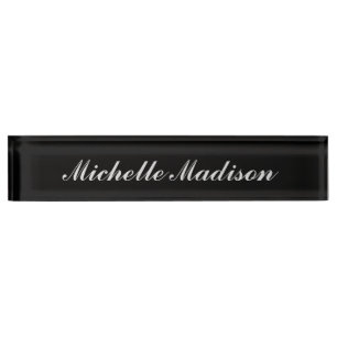 Porte-nom Pour Bureau Calligraphie moderne minimaliste clair Couleur noi