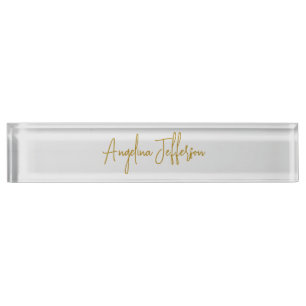 Porte-nom Pour Bureau Calligraphie Professionnel Élégant Couleur Or
