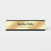 Porte-nom Pour Bureau Calligraphie Script American Text Elegant Gold (Devant)