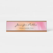 Porte-nom Pour Bureau Calligraphie Script Rose Or Art Abstrait moderne (Devant)