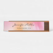 Porte-nom Pour Bureau Calligraphie Script Rose Or Art Abstrait moderne (Devant)