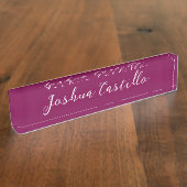 Porte-nom Pour Bureau Calligraphie Simple Couleur Vin Professionnel (Taille)