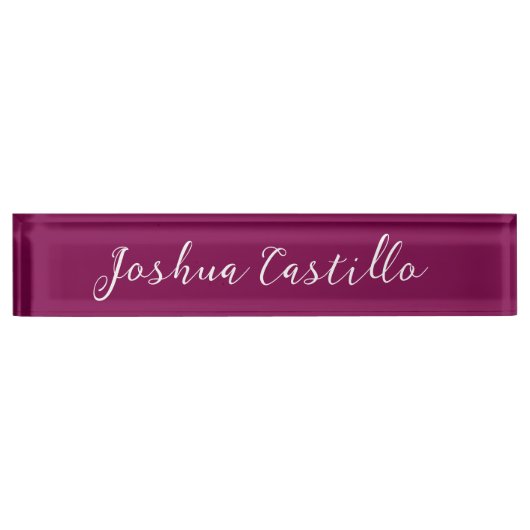 Porte-nom Pour Bureau Calligraphie Simple Couleur Vin Professionnel (Devant)