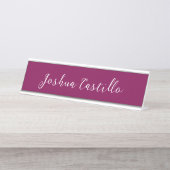 Porte-nom Pour Bureau Calligraphie Simple Couleur Vin Professionnel (Devant)