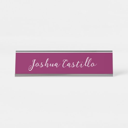 Porte-nom Pour Bureau Calligraphie Simple Couleur Vin Professionnel (Devant)