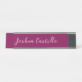 Porte-nom Pour Bureau Calligraphie Simple Couleur Vin Professionnel (Devant)
