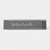 Porte-nom Pour Bureau Calligraphie Simple Gris Nom Professionnel (Devant)
