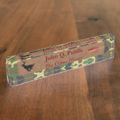 Porte-nom Pour Bureau Camo et cuir (Taille)