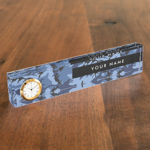 Porte-nom Pour Bureau Camo Navy, camouflage bleu, Militaire, Armée