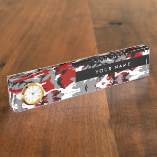 Porte-nom Pour Bureau Camo rouge et gris, Camouflage, Militaire, Armée