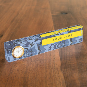 Porte-nom Pour Bureau Camouflage Bleu Marine Personnalisez votre nom