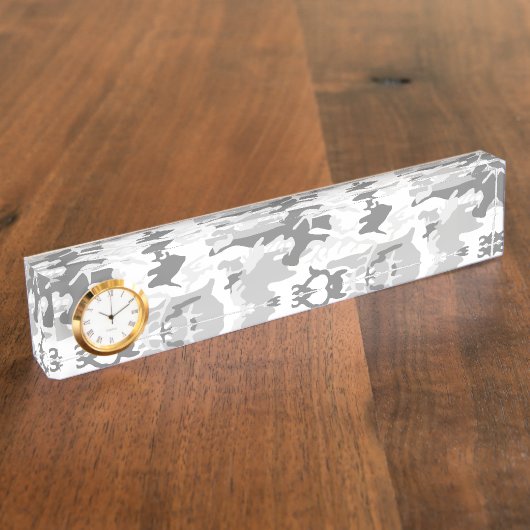 Porte-nom Pour Bureau Camouflage gris neige d'hiver, Militaire, Armée (Taille)