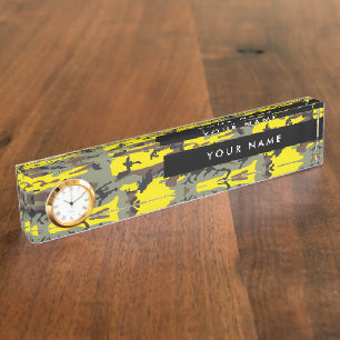 Porte-nom Pour Bureau Camouflage jaune et Brown Votre nom Personnalisez