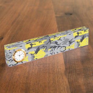 Porte-nom Pour Bureau Camouflage jaune et gris, Militaire, Armée