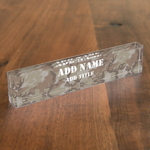Porte-nom Pour Bureau Camouflage militaire du désert de Woodland