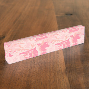 Porte-nom Pour Bureau Camouflage rose, Armée