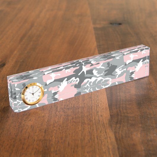 Porte-nom Pour Bureau Camouflage rose et gris, Militaire, Armée (Taille)