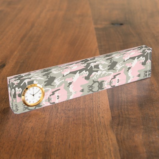 Porte-nom Pour Bureau Camouflage rose et vert, Militaire, Armée (Taille)