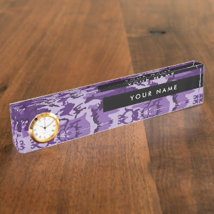 Porte-nom Pour Bureau Camouflage violet Votre nom Personnalisez