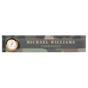 Porte-nom Pour Bureau Camouflage Woodland Camo Militaire Kaki Tan Black