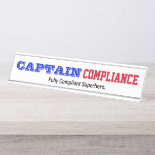 Porte-nom Pour Bureau Capitaine Conformité Funny Agent de conformité mas