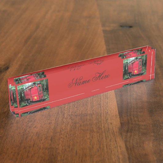 Porte-nom Pour Bureau Caravane minuscule gitane rouge customisée (Taille)