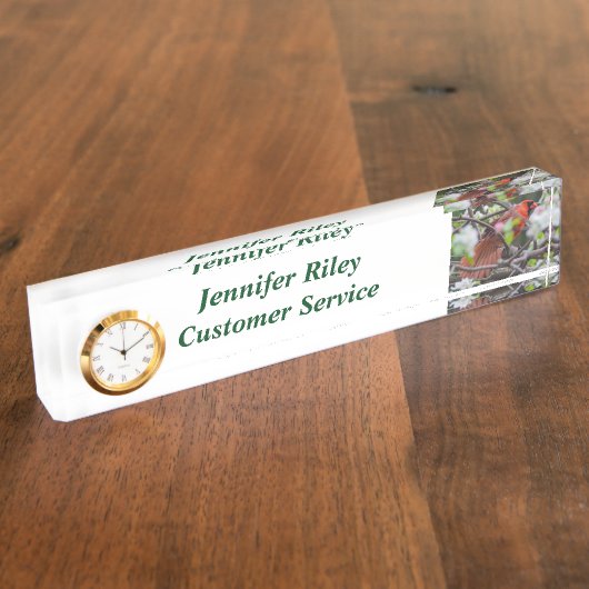 Porte-nom Pour Bureau Cardinal masculin au printemps (Taille)