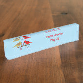 Porte-nom Pour Bureau Cardinaux de Noël mignons et Berries rouges sur me (Taille)