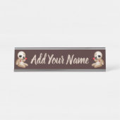 Porte-nom Pour Bureau Caricature de poupée vaudou en amour (Devant)