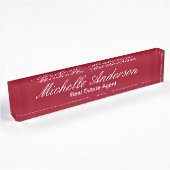Porte-nom Pour Bureau Carmine Red Script Real Agent Nom