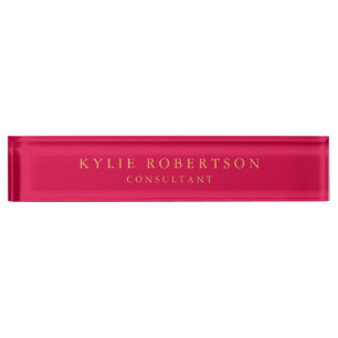 Porte-nom Pour Bureau Carmine Rouge or couleurs Professional tendance mo