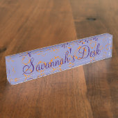 Porte-nom Pour Bureau Carré orange pourpre Motif clair solide (Taille)