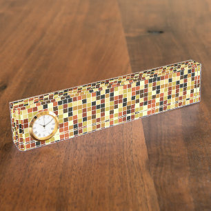 Porte-nom Pour Bureau Carreaux de Piscine, Carreaux de Mosaïque Marrons,