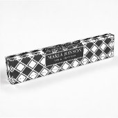 Porte-nom Pour Bureau Carrés blancs et noirs