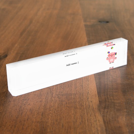 Porte-nom Pour Bureau Carte d'identité du bureau de cochon de dessin (Taille)