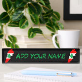 Porte-nom Pour Bureau Carte du Liban avec drapeau